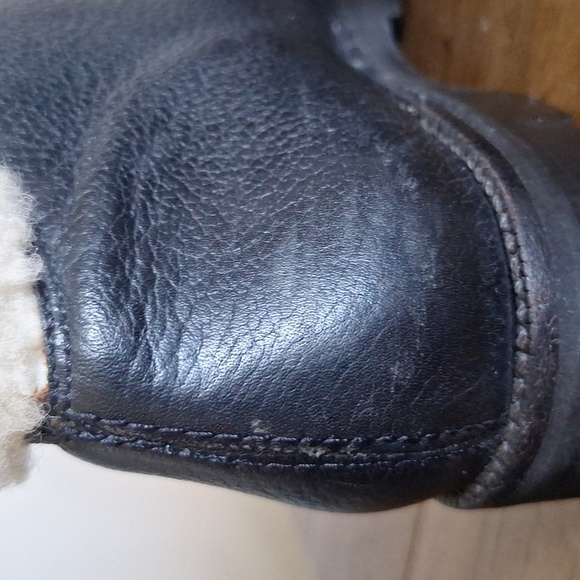 Cole Haan Black Leather Shearling Lined Winter Ankle Boots Zip Front Sz 8.5B - Picture 11 of 17